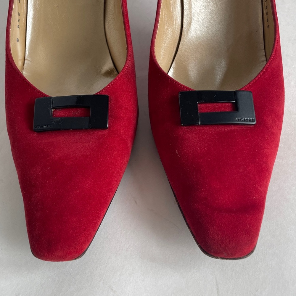 St. John Red suede shoes 9.5 Pumps - Picture 3 of 11